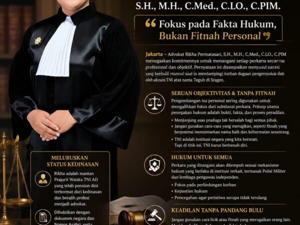 Advokat Rikha Permatasari S.H., M.H., C.Med., C.LO., C.PIM: Fokus pada Fakta Hukum, Bukan Fitnah Personal