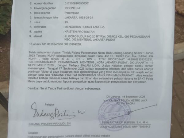 Handriana, SH dan Amir kuasa Hukum Endang Pratiwi Wahyudi SH melaporkan pencemaran nama baik dan fitnah "akun Shabirajesia "
